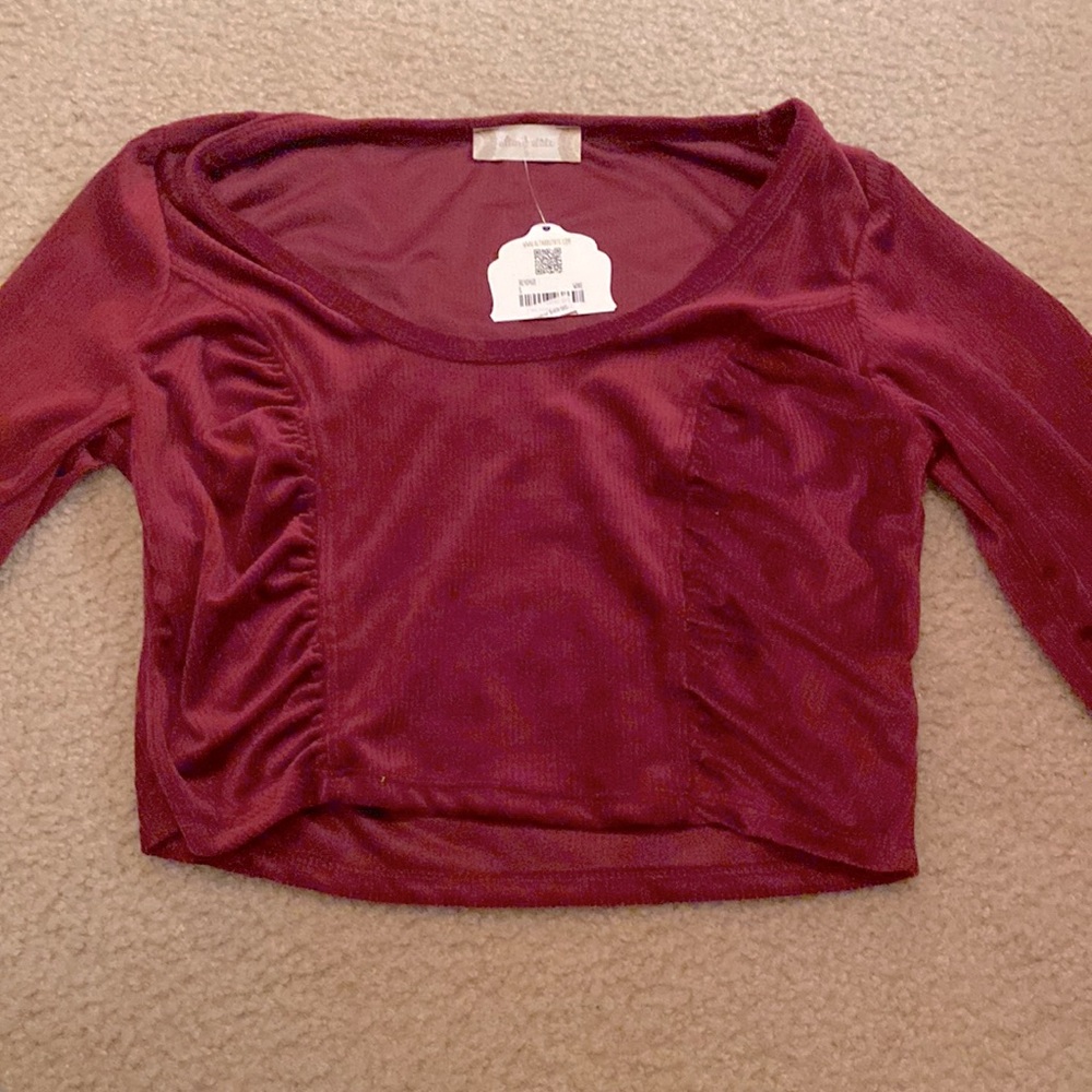 *never worn* velvet maroon blouse altar’d state small long sleeve